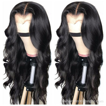 Cheap Wholesale Body wave Transparent  Lace Frontal Human Hair Wig Natural long Raw Brazilian Hair For Black Women
